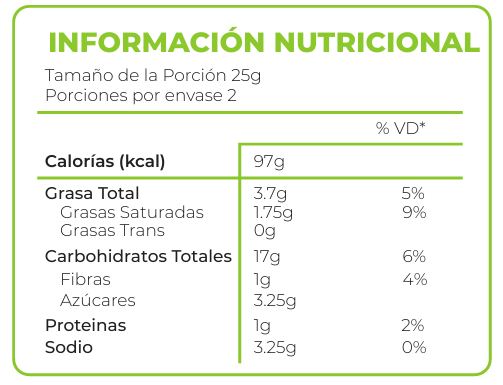 Choco Arándanos 40g - Información nutricional