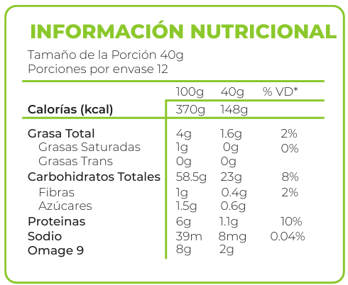 Hojuela de Avena Precocida 500g - Información nutricional